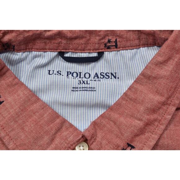 U.S. Polo Assn. Men's Big & Tall Size 3XL Red Palm Tree Button Down Shirt NEW - Picture 7 of 8